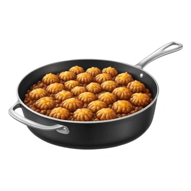 fried minced meat dish object icon, cooked minced meat in a pan, slightly crispy texture, glossy oil shine, 3D cartoon, mobile game icon style, centered, clean background, soft shadow, no text, no watermark
  sticker
