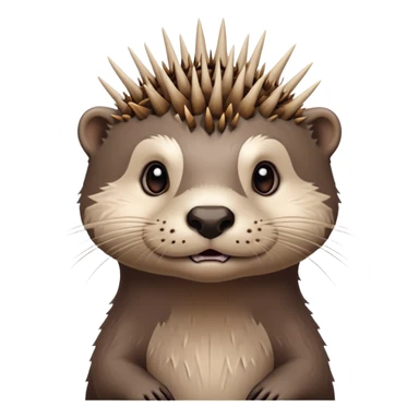 really cute confused otter face with wooden thorny bramble stem wrapped around its forehead, spiky asymmetric thorns, no leaves, only face and neck visible sticker