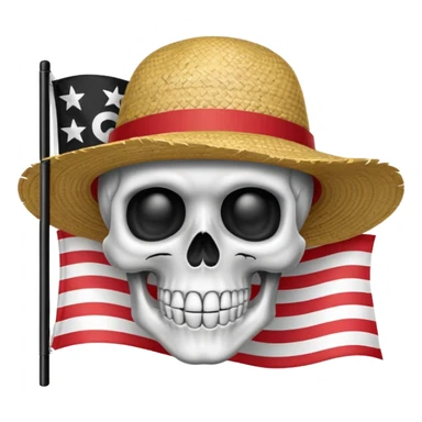 Fait moi un drapeau de tête de mort avec sur la tête un chapeau de paille sticker