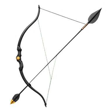 A professional recurve bow with an arrow nocked, ready to be released. The target features concentric rings, placed at a distance. The emphasis is on the bow, arrow, and target, highlighting the precision, focus, and skill involved in competitive archery. sticker