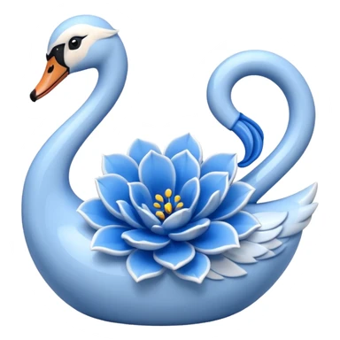 Light blue swan shaped vase with blue flowers in it sticker