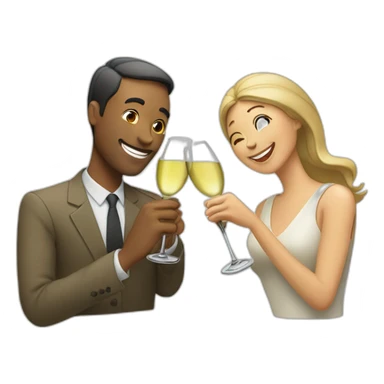 man and woman toasting with two white wine sticker