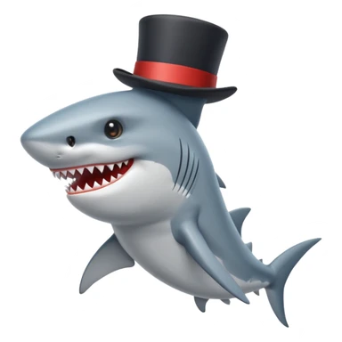 Shark with a top hat standing up sticker