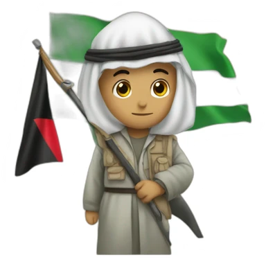 Musulman qui tient le drapeau de la palestine sticker