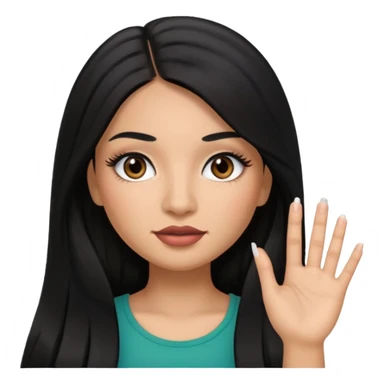 latina girl with straight long hair thats black memoji with nail no lipstick thats a baddie with lashes sticker