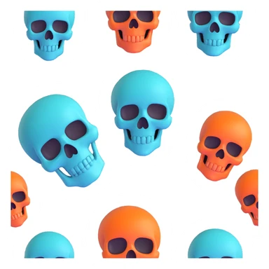 teal and orange skull sticker