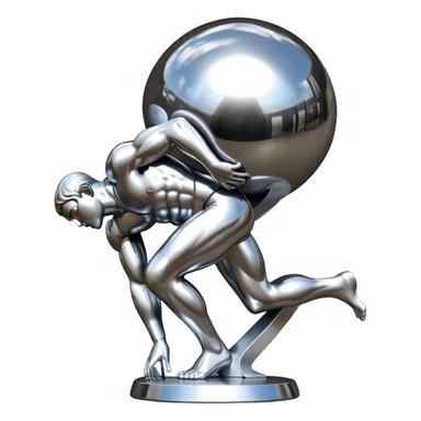 sorayama Sisyphus carrying big sphere on his back sculpture sticker