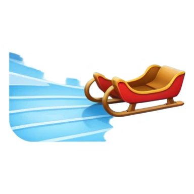 An icon showing a small sled down an icy track. The scene includes dynamic motion lines, icy curves, and a snowy mountain backdrop under a crisp blue sky. Transparent background emphasizes the speed and intensity of the sport. sticker