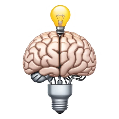 brain with lightbulb, brainstorming app logo sticker