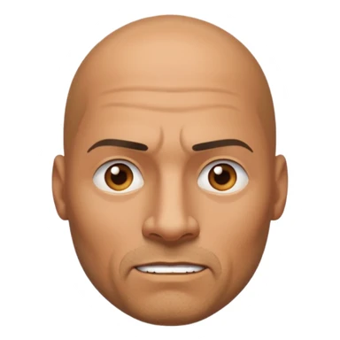 The Rock emoji, apple style, bald, confident expression, subtle goatee sticker