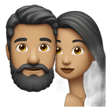 White-man-with-a-smooth-black-hair-cut-fade-and-a-black-beard-kissing-a-white-woman-with-long-brown-waved-hair sticker