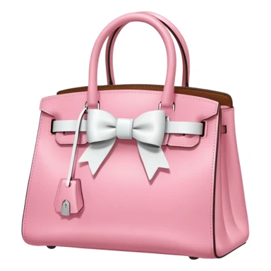 Pink Birkin Bag on the handle white bow sticker