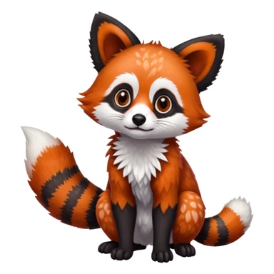 Black-eared Realistic patterned speckled flurry scaly 4-legged quadrupedal Red-Panda-Munchkin-Kitten-Lemur-Raccoon-Dog-Red-Fox-animal-fusion-hybrid, Full body sticker