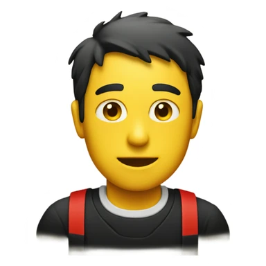 a black and red rectangle with a medium-sized yellow circle in the middle sticker