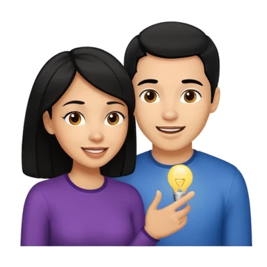 light skin black hair woman talking with a light skin black hair man, she's exited an he's happy, we're face to face sticker