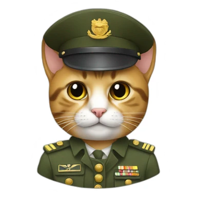 a cat in a military uniform sticker
