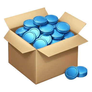 blue coins credit in a package sticker