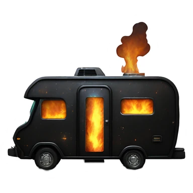 Darth Vader’s 1972 Winnebago black painted rv rusted holographic flames  sticker