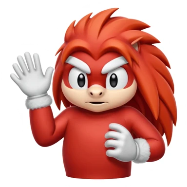 Sonic the hedgehogs friend knuckles a red animal with peach arms and white gloves he’s a echidna sticker