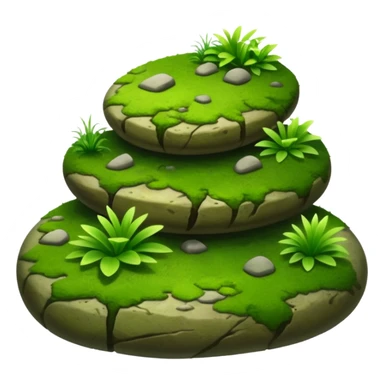 A patch of bright moss covering smooth forest stones with wild plants sticker