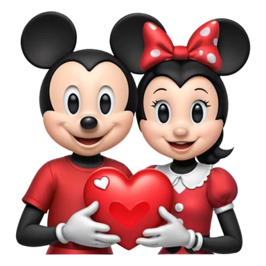 Mickey Mouse and Minnie Mouse with a heart  sticker