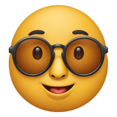 a round yellow circular emoji wearing cool sunglasses with a cocky face sticker