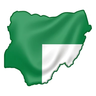 "Nigeria outline filled with the Nigerian flag colors, green-white-green, simple and bold, vector-style, clean and vibrant." sticker