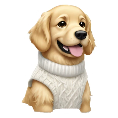 golden retriever dog wearing a white cable knit sweater vest sticker