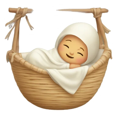 Newborn in a rattan cradle sticker