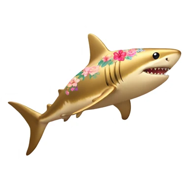 Golden shark with floral pattern on its body  sticker