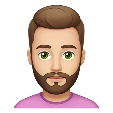attractive man, greenish hazel eyes, pink lips, trimmed beard, faded cut long top, sharp jawline, thick eyebrows, brown hair, soft smile sticker