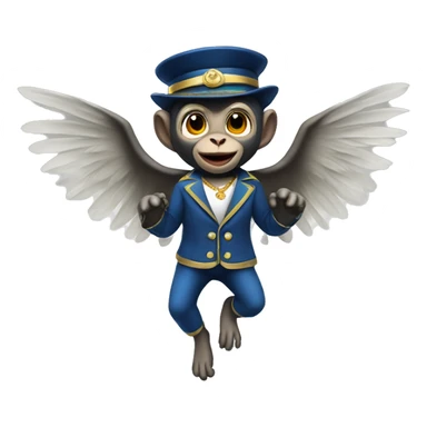 flying monkey with wings wearing a bell hop uniform sticker