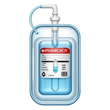 Hospira, BBraun, Hospital Intravenous fluid bag, 2 ports located on the bottom side, and is filled with 500ml, pharmacy label sticker