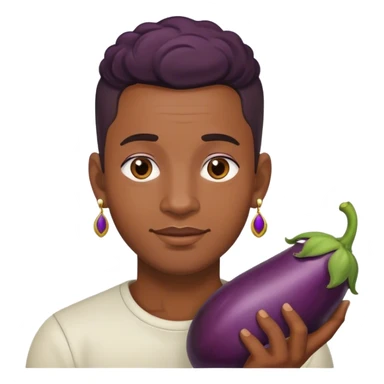 Black Gay Guy with one earring holding an eggplant  sticker