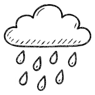 hand-drawn outlined rain icon, sketchy look sticker