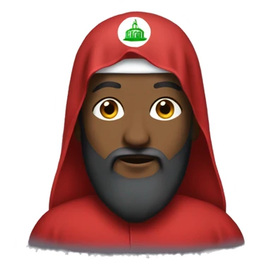 A caliph with red clothes and a laptop sticker
