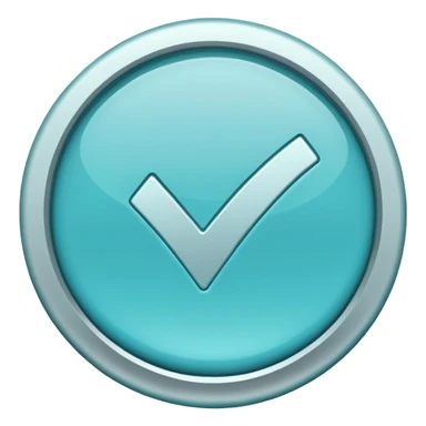 un icono de marca de verificación  un "check"  dentro de un círculo de color cian o turquesa, con un borde gris claro. sticker