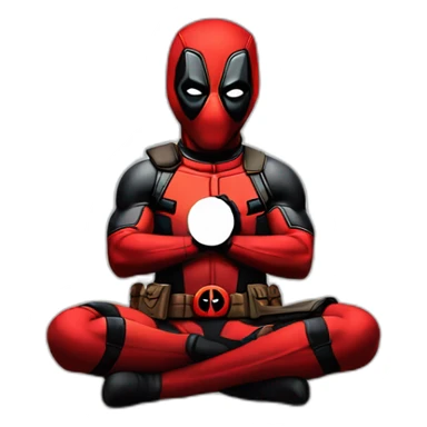 Deadpool doing a meditation sticker