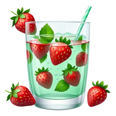 refreshing strawberry mint water in a clear glass sticker