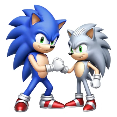 Sonic the Hedgehog and Silver the Hedgehog fist bumping sticker