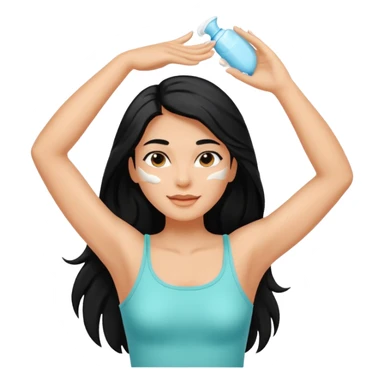 woman black long hair shaving armpit with cream on armpit sticker