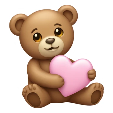 Light brown teddy bear holding a light pink heart emoji sticker