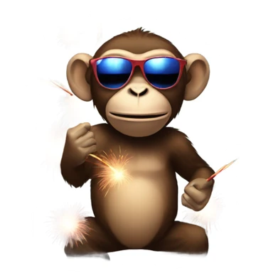 Monkey with sunglasses shooting fireworks sticker