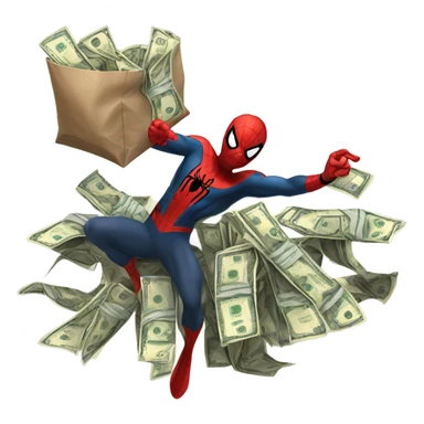 Spider-Man with money bags sticker