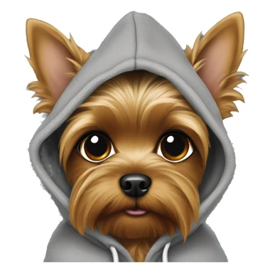 Yorkie wearing a hoodie sticker