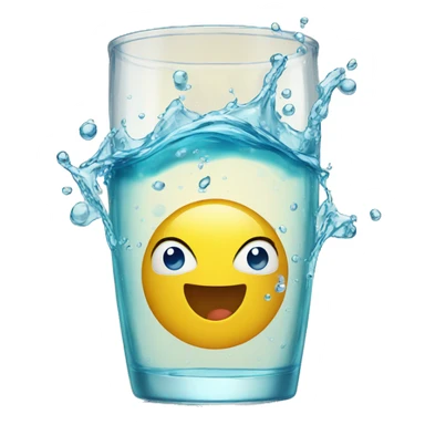 Sparkling splashing clear water in a clear glass  sticker