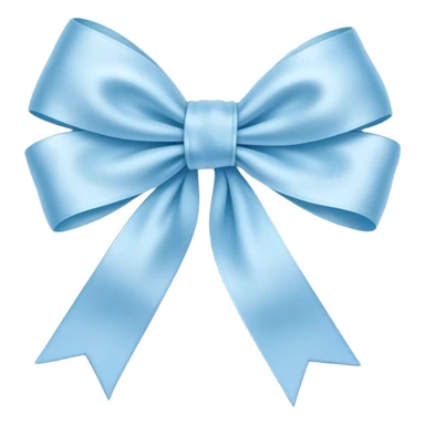 A delicate baby blue silk ribbon tied into a soft bow, gently resting on a white marble surface.
 sticker
