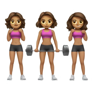 3 girls with brown hair doing barbell squats sticker
