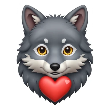 cute dark grey wolf inside heart sticker