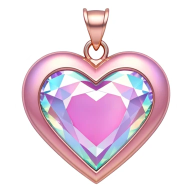 diamond Heart shape pendant pink holographic sticker
